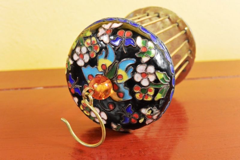 Chinesischer Grillenkäfig aus Cloisonné Schwarz 4