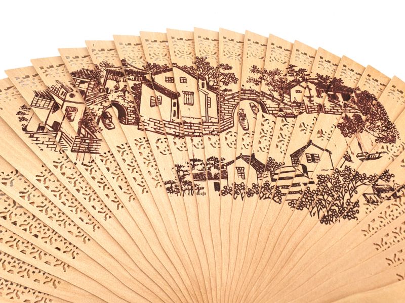 Bilder überfliegen für die vergrößerung Chinesischer Holzfächer - chinesisches Dorf 2
