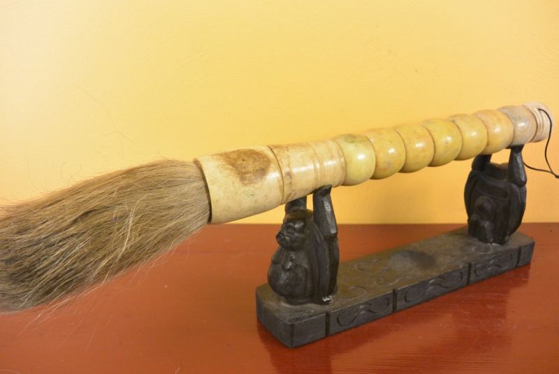 Chinesischer Kalligraphie Pinsel Stein Gelb 5