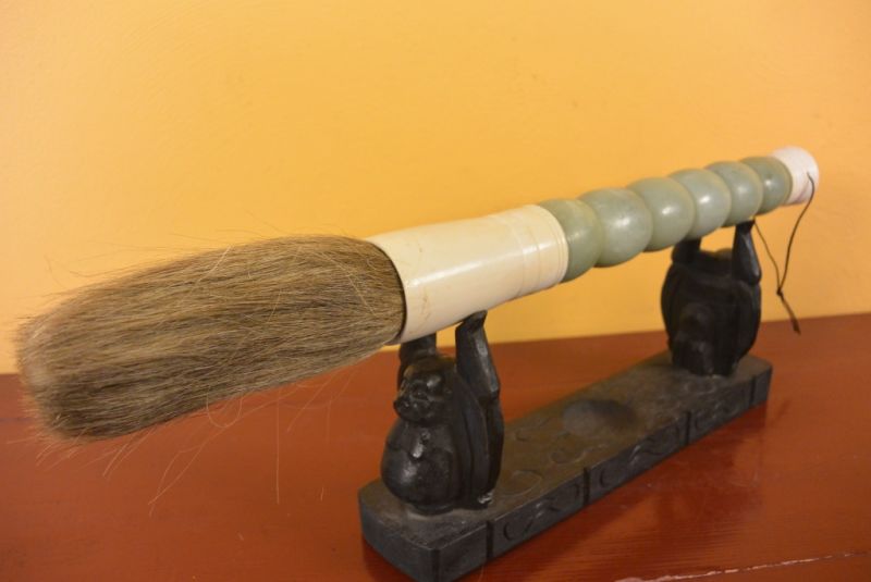 Chinesischer Kalligraphie Pinsel Stein Grüne Jade 5