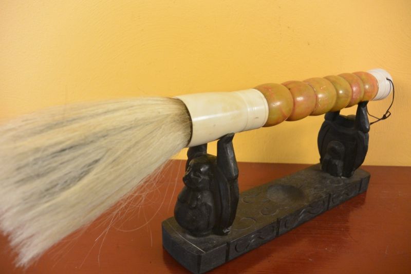 Chinesischer Kalligraphie Pinsel Stein Orange 5