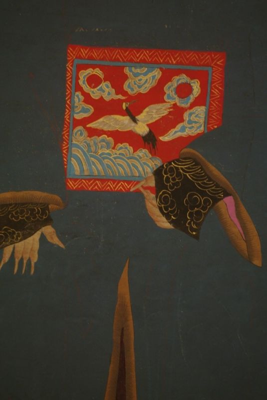 Chinesischer Würdenträger auf Papier Blau und Rot 4