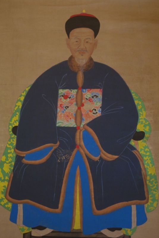 Chinesischer Würdenträger auf Papier Marineblau 2