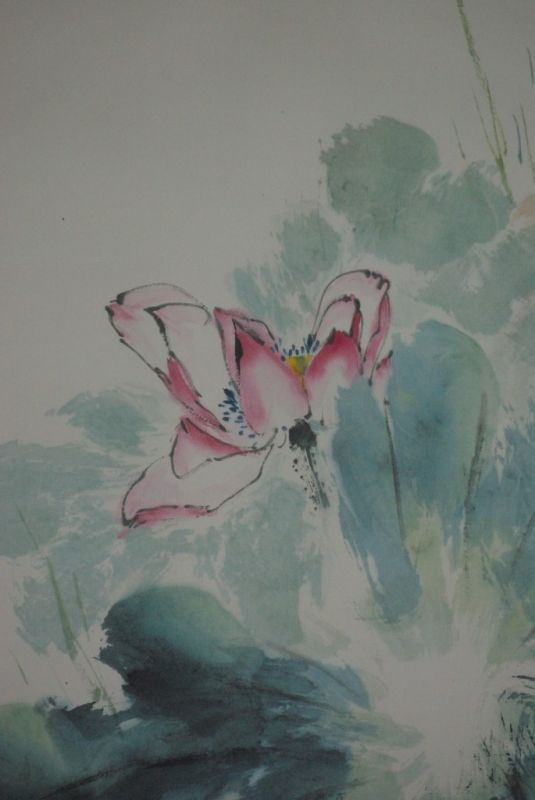 Chinesisches Aquarelle auf Seide Lotus 2