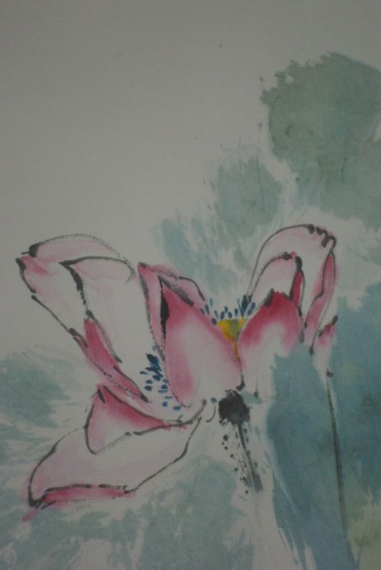Chinesisches Aquarelle auf Seide Lotus 3