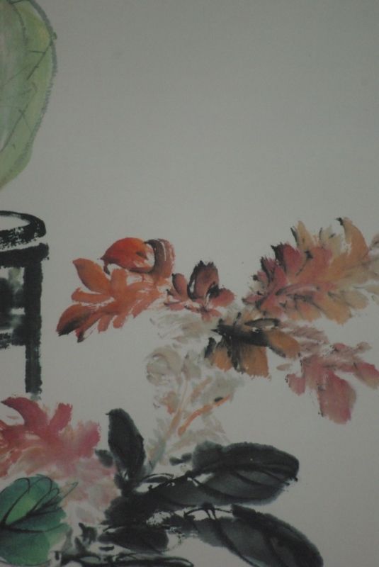 Chinesisches Aquarelle auf Seide Weisse Blumen 3