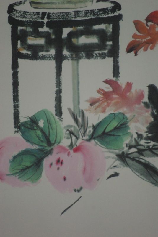 Chinesisches Aquarelle auf Seide Weisse Blumen 4