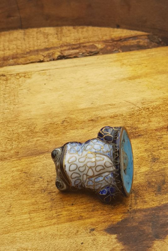 Chinesisches Cloisonné-Tiere - Frosch - Blau 4