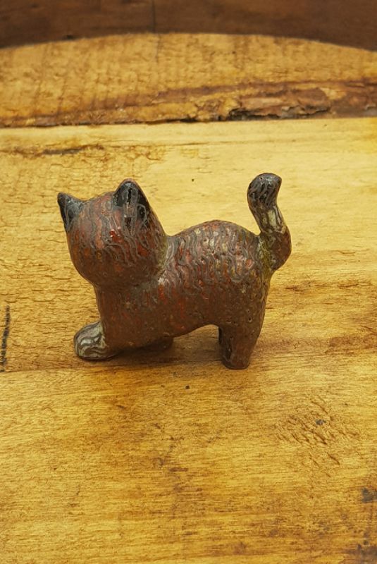 Chinesisches Cloisonné-Tiere - Katze - Rot / Braun 4