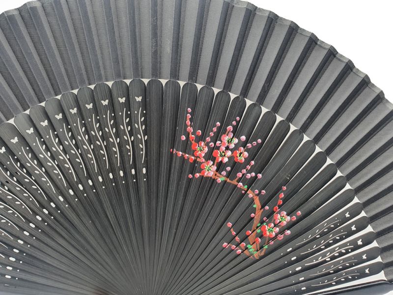 Chinesisches Gebläse - Handgemalt - Kirschblüten - Schwarz 2