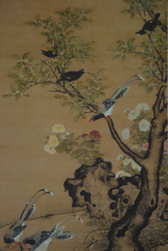 Chinesisches Gemälde auf Seide 2 Vögel 2
