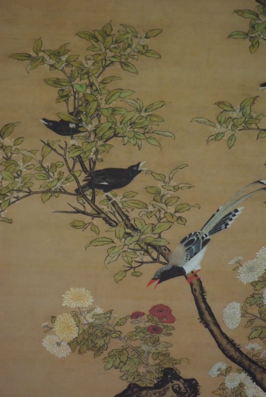 Chinesisches Gemälde auf Seide 2 Vögel 4