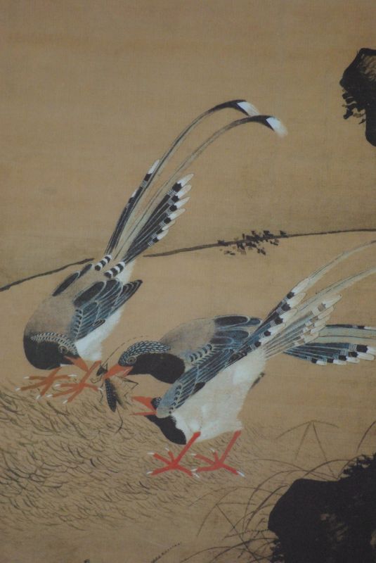 Chinesisches Gemälde auf Seide 2 Vögel 5