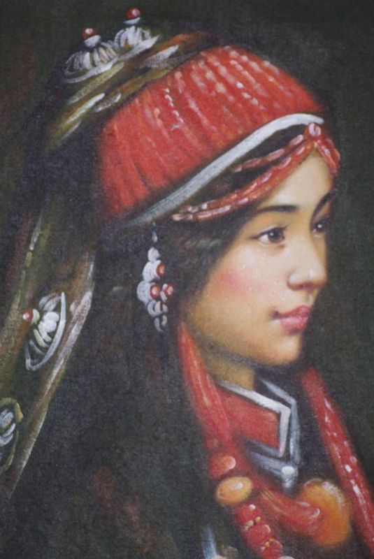 Chinesisches Ölgemälde - Miao Minorität Frau Porträt - 1 2