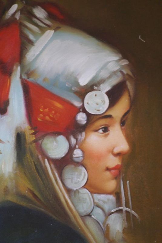 Chinesisches Ölgemälde - Miao Minorität Frau Porträt - 6 2