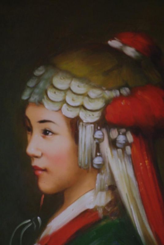 Chinesisches Ölgemälde - Miao Minorität Frau Porträt - 8 3