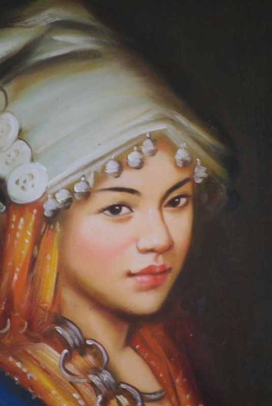 Chinesisches Ölgemälde - Miao Minorität Frau Porträt - 9 2