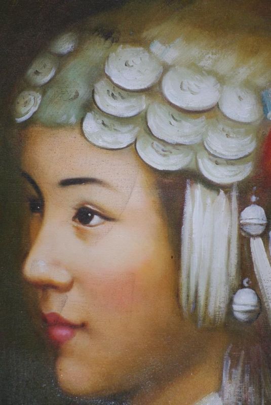 Chinesisches Ölgemälde - Miao Minorität Frau Porträt - Junge Frau 1 2