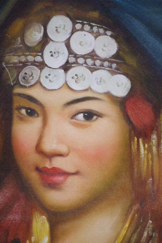Chinesisches Ölgemälde - Miao Minorität Frau Porträt - Junge Frau 2 2