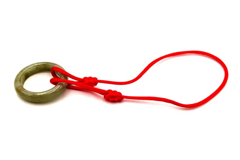 Chinesisches Pi-Armband - Jade - Dinh Van Style - Grüner Kreis / Rote Schnur 3