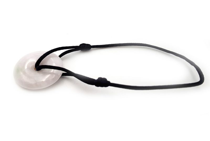 Chinesisches Pi-Armband - Jade - Dinh Van Style - Weiße Scheibe / Schwarze Schnur 2
