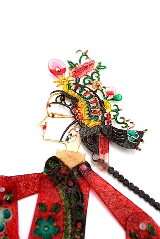 Chinesisches Theater - Marionetten Figur - Frau - Rot und Grün 2