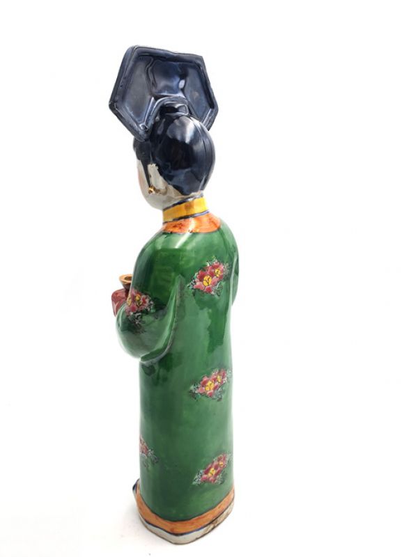 Estatua emperatriz policromada - Verde - Canasta de frutas 5