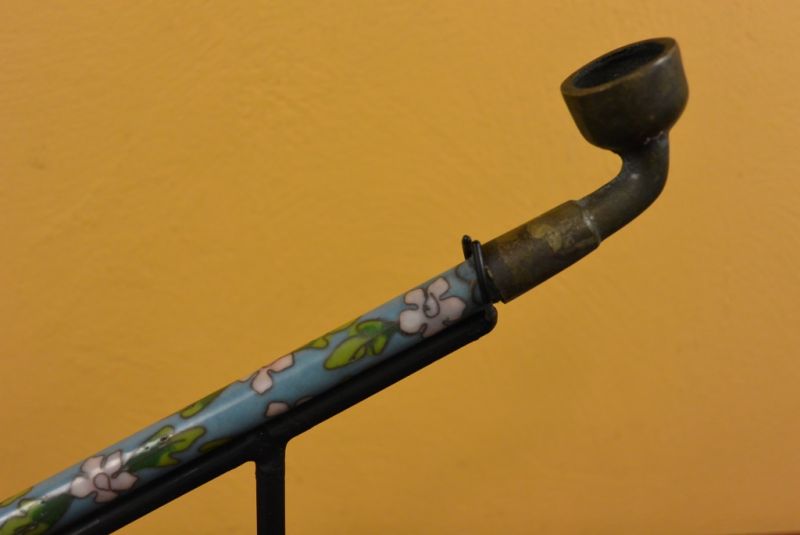 Cloisonne Chinesische Tabakspfeife Hellblau 2