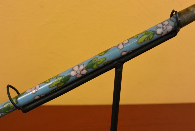 Cloisonne Chinesische Tabakspfeife Hellblau 4