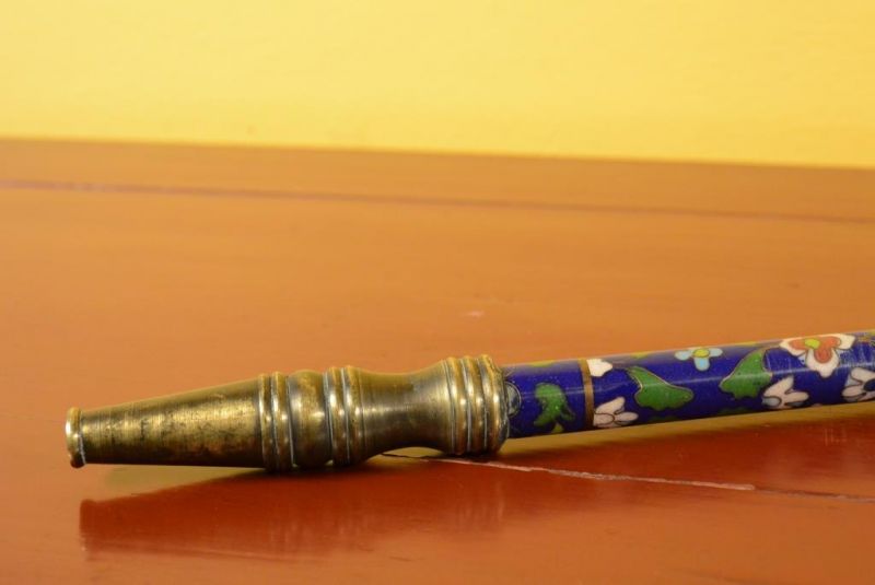 Cloisonne Chinesische Tabakspfeife Marineblau 2