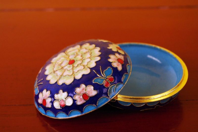 Cloisonne-Dose Blau 2 3