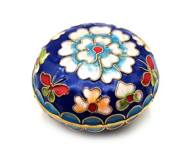 Cloisonne-Dose - Mittelgroß - Marineblau