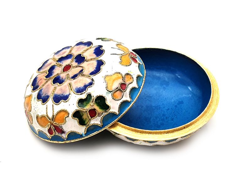 Cloisonne-Dose - Mittelgroß - Weiß 2