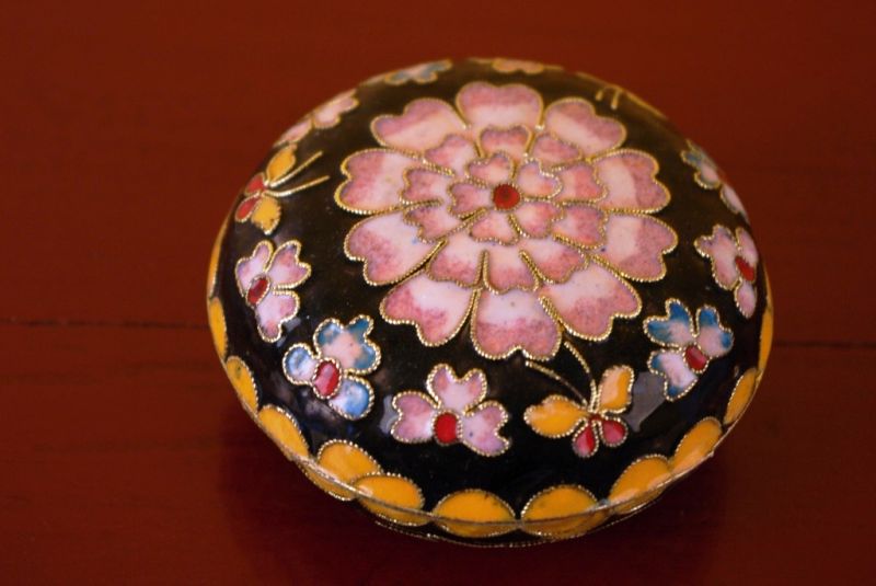 Cloisonne-Dose Schwarz 2 4