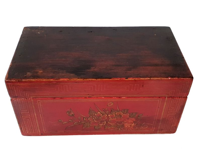 cofre chino antiguo de madera - Arcón Chino - Flor de cerezo - Ligeramente dañado 2