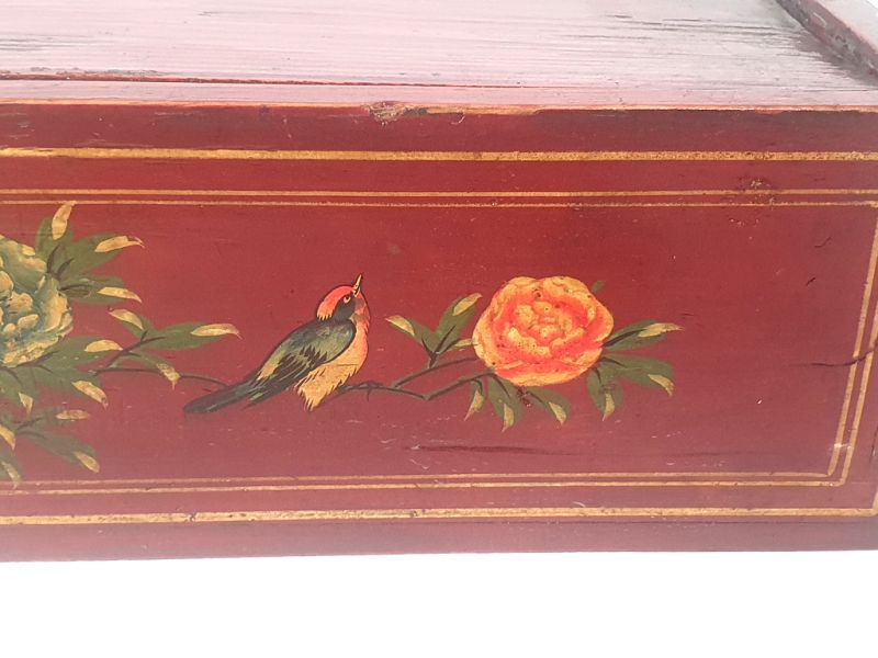 cofre chino antiguo de madera - Arcón Chino - Flores y pájaro 3