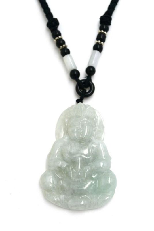 Colgante Budista - Jade Genuino Categoría A - Buda - Blanco / Transparente 1