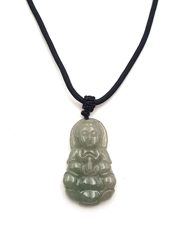 Colgante Budista - Jade Genuino Categoría A - Buda - Verde transparente 1