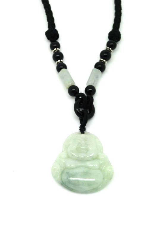 Colgante de Jade - El Buda de risa - Verde Transparente 1