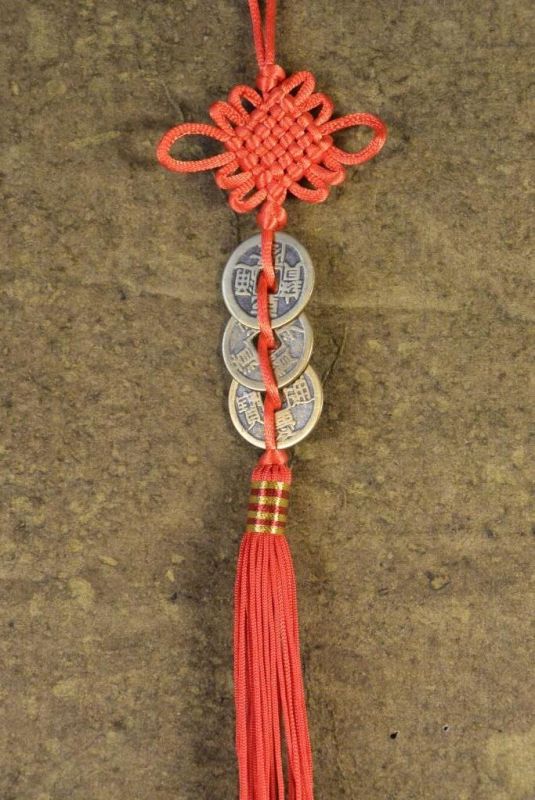 Colgante Feng Shui 3 monedas chinas - Nudo infinito 1