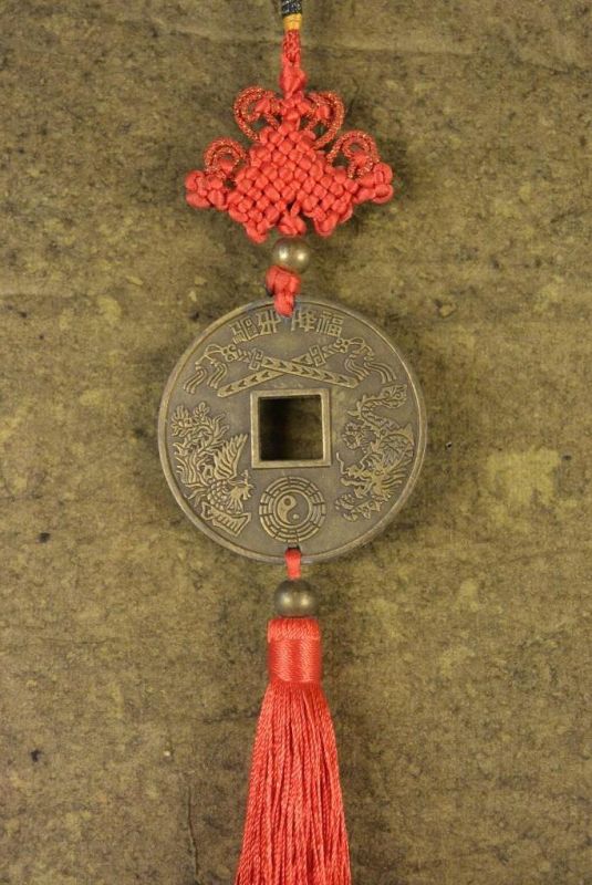 Colgante Feng Shui Moneda china - dragón y Phoenix 1