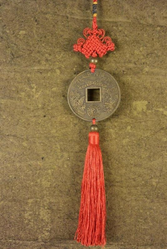 Colgante Feng Shui Moneda china - dragón y Phoenix 2