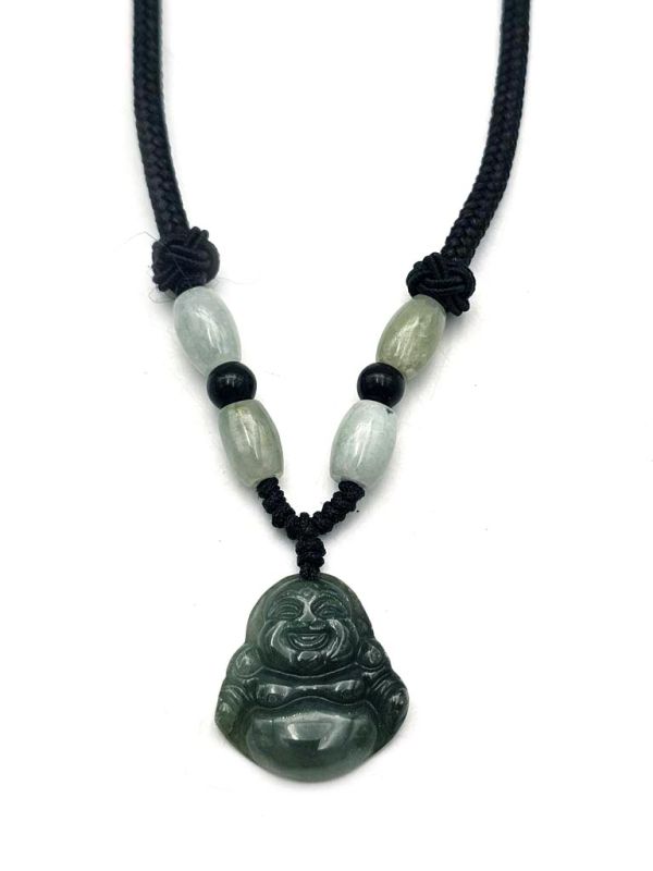 Colgante Pequeno de Buda Sonriente jadeita Grado A Verde Imperial 2