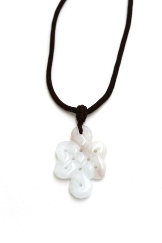 Collar - Colgante de Jade - Nudo infinito - Blanco 1