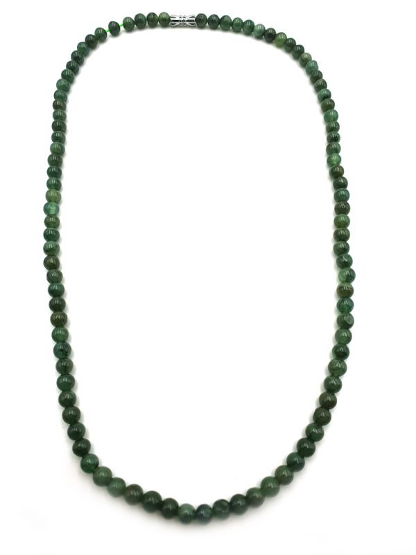 Collar de Jade 100 Perlas de Jade Verde Oscuro 1