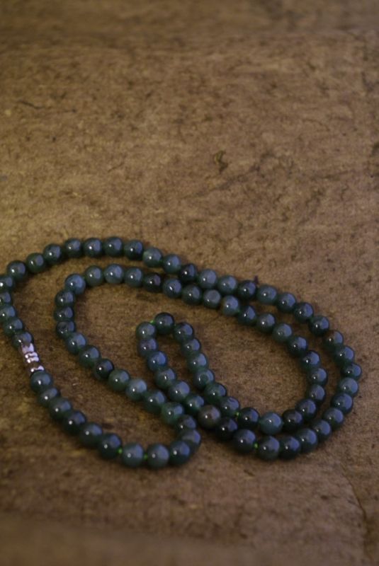 Collar de Jade 100 Perlas de Jade Verde Oscuro 5