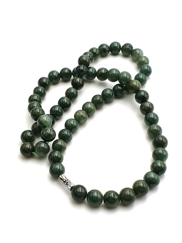 Haga clic en la imagen para ampliar Collar de Jade - 10mm Perlas de Jade - Verde Oscuro / Translúcido 3