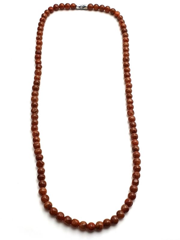Collar de Jade - 6mm Perlas de Jade - Marrón / naranja 1