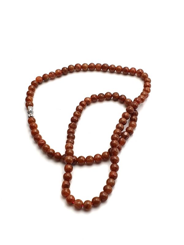Collar de Jade - 6mm Perlas de Jade - Marrón / naranja 3