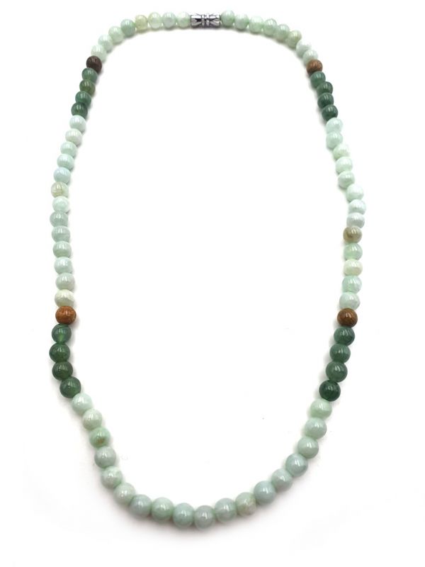 Collares en Perlas de Jade 80 Perla Verde Marrón y Blanco 1